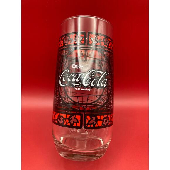 Vintage Coca-Cola Stained Glass Look - Tiffany Style Glass Tumbler - Mint - Picture 1 of 6